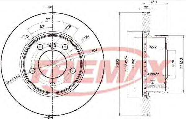 Диск гальмівний передній BD6464 Fremax