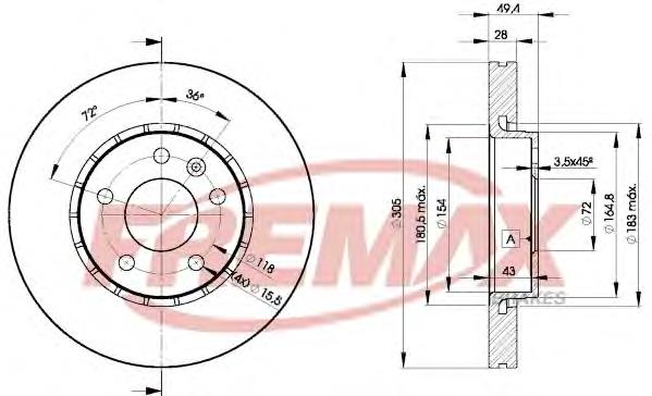 Диск гальмівний передній Fremax BD6845