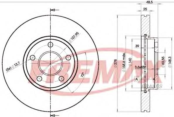 Диск гальмівний передній Fremax BD3963