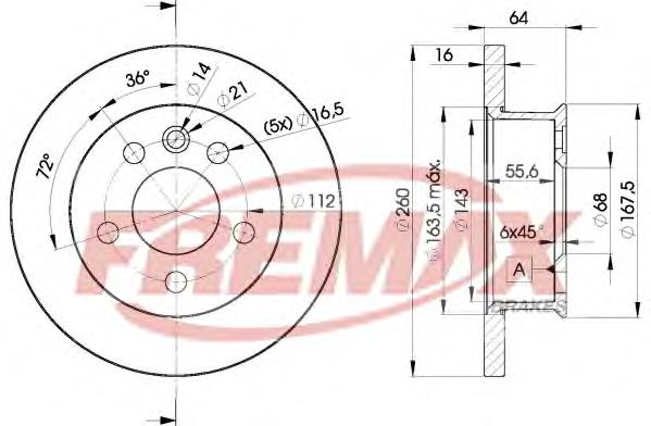 Диск гальмівний передній BD3013 Fremax