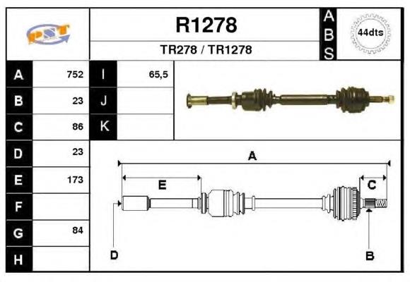 Піввісь передня, права Renault (RVI) 7700106265 ціна, від 137.76 USD