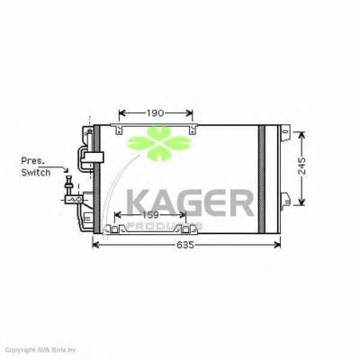 Радіатор кондиціонера 945267 Kager