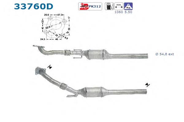 Глушник, передня частина VAG 1J0253208AX ціна, від 190.38 USD