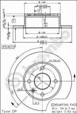 Диск гальмівний передній BS7525 Breco