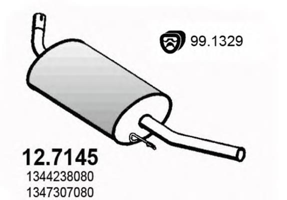1730Y8 Peugeot/Citroen Глушник, задня частина