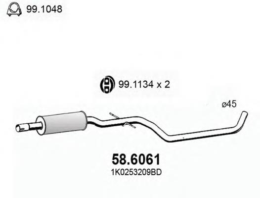 Глушник, центральна частина 1K0253209EJ VAG