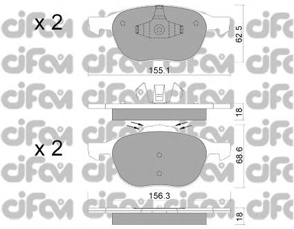 Колодки гальмівні передні, дискові 8225341 Cifam