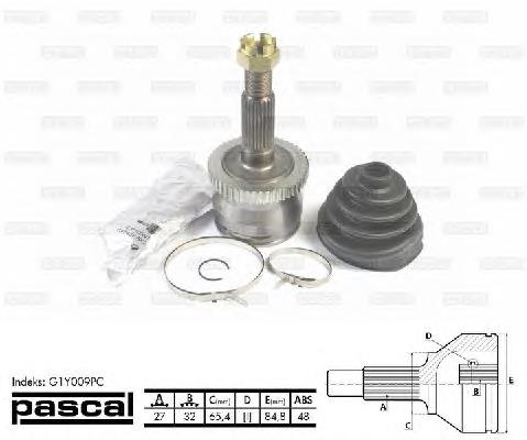 ШРУС зовнішній передній G1Y009PC Pascal