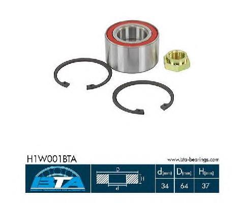 Комплект підшипник маточини передньої BTA H1W001BTA ціна, від 9.71 USD