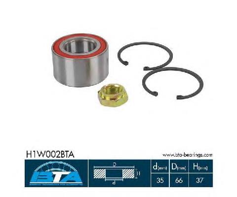 Комплект підшипник маточини передньої BTA H1W002BTA ціна, від 14.12 USD