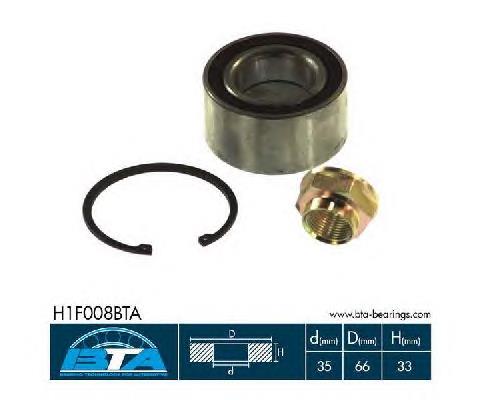 Комплект підшипник маточини передньої BTA H1F008BTA ціна, від 7.58 USD