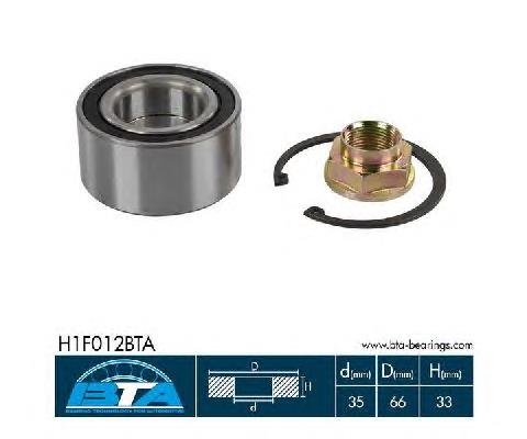 Комплект підшипник маточини передньої BTA H1F012BTA ціна, від 11.18 USD