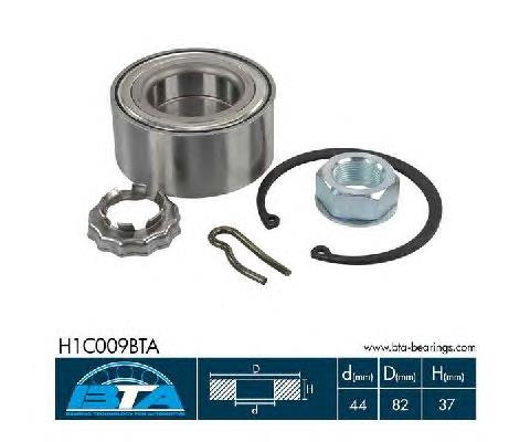 Комплект підшипник маточини передньої BTA H1C009BTA ціна, від 15.15 USD