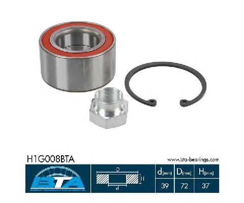 Комплект підшипник маточини передньої BTA H1G008BTA ціна, від 10.59 USD