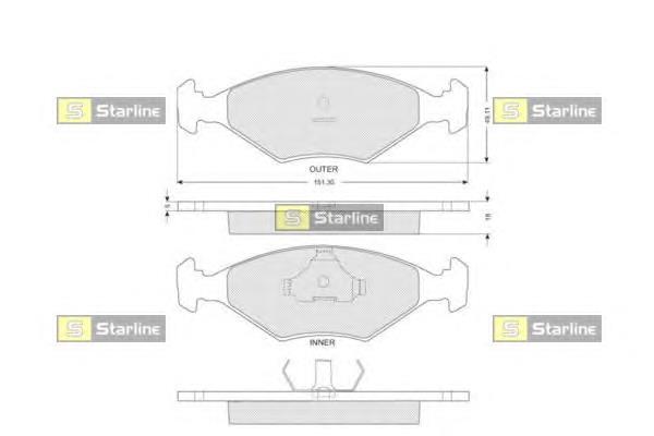 BDS221 Starline колодки гальмівні передні, дискові