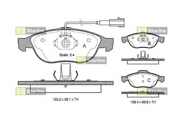 Колодки гальмівні передні, дискові BDS303 Starline