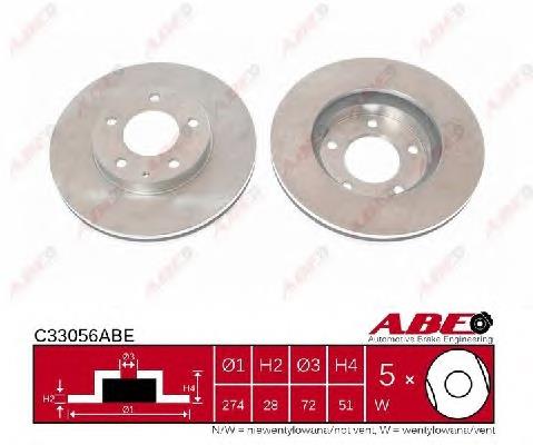 Диск гальмівний передній ABE C33056ABE