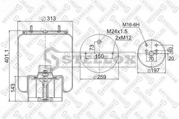 Купити RML75072 Blacktech Пневмоподушка/Пневморессора моста