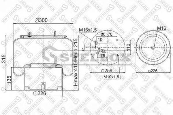 Пневморессора задня Stellox 9008363SX ціна, від 76.58 USD
