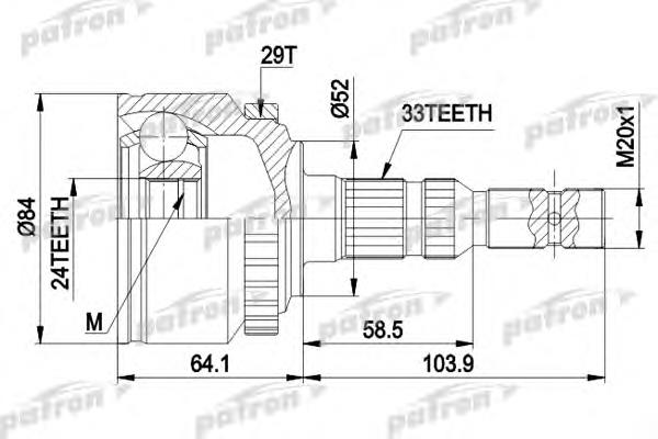 ШРУС зовнішній передній PCV1452 Patron