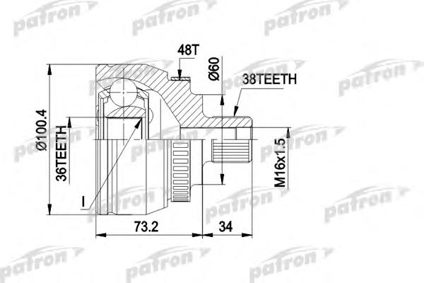 ШРУС зовнішній передній PCV1444 Patron