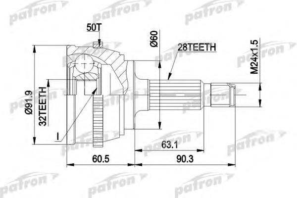 ШРУС зовнішній передній PCV1284 Patron