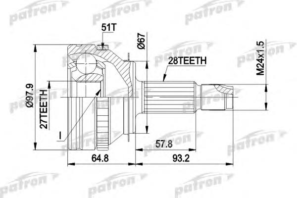 ШРУС зовнішній передній PCV1371 Patron