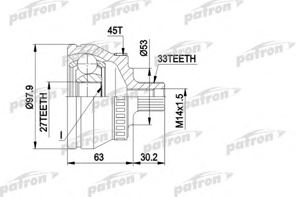 ШРУС зовнішній передній PCV1381 Patron