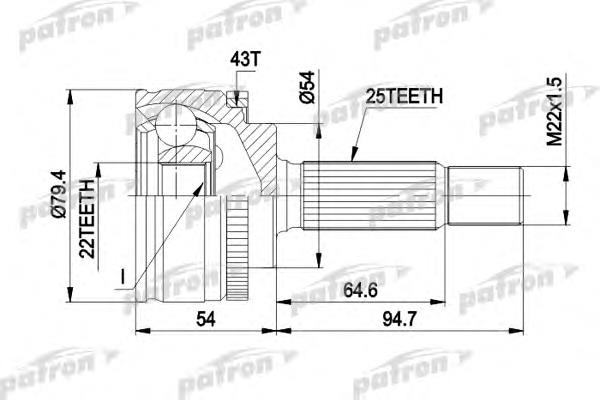 ШРУС зовнішній передній PCV4306 Patron