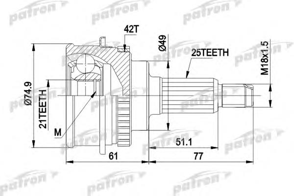 ШРУС зовнішній передній PCV1266 Patron