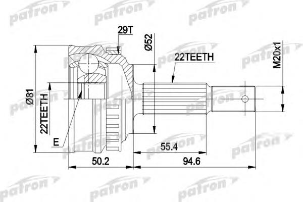 ШРУС зовнішній передній PCV1056 Patron