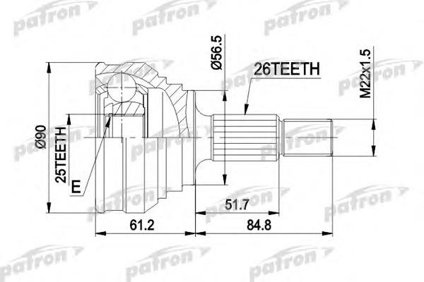 ШРУС зовнішній передній/задній PCV1025 Patron