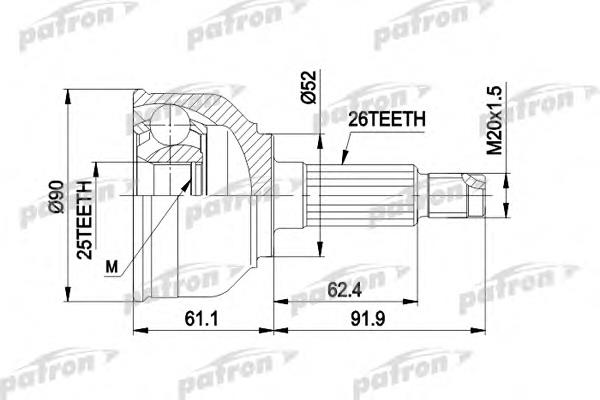 ШРУС зовнішній передній PCV1042 Patron