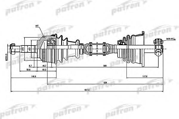 Піввісь (привід) передня, ліва PDS1115 Patron