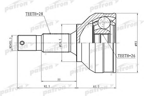 Піввісь (привід) передня, права PCV3115 Patron