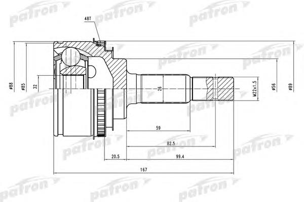 ШРУС зовнішній передній PCV2025 Patron