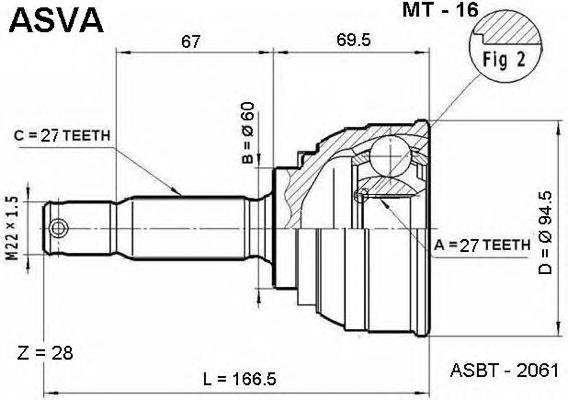 ШРУС зовнішній Mitsubishi MB526772