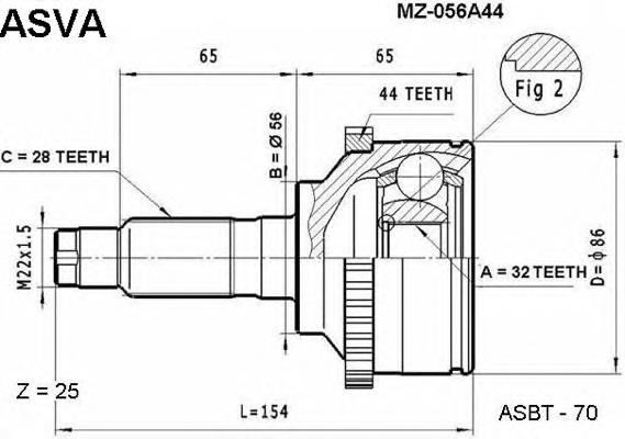 Купити G59222510 Mazda ШРКШ зовнішній передній, правий