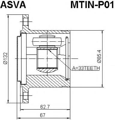 ШРУС внутрішній, передній, правий MTINP01 Asva