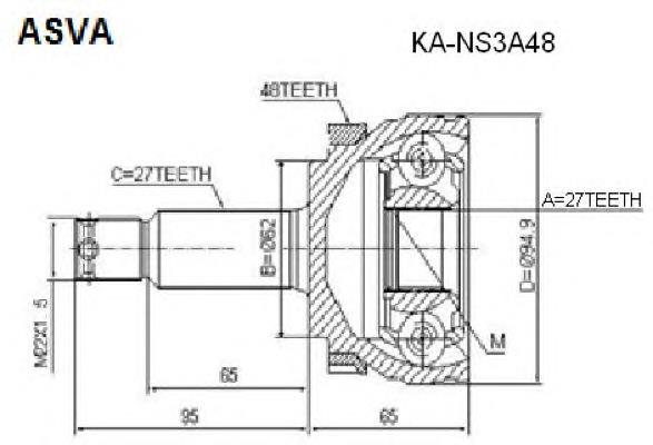 ШРУС зовнішній передній CV17148 Fenox