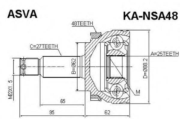 ШРУС зовнішній передній KANSA48 Asva