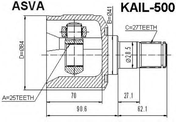 KAIL500 Asva ШРКШ внутрішній, передній, лівий