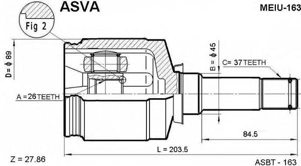 ШРУС внутрішній, передній ASVA MEIU163