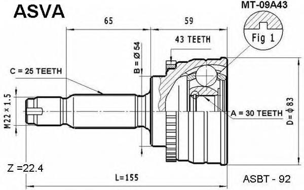 Граната колісна Chrysler MB886230 ціна, від 47.54 USD