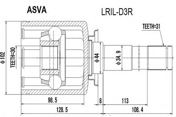  ШРУС внутрішній, задній Land Rover Discovery 3