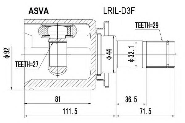 ШРУС внутрішній, передній, лівий LRILD3F Asva