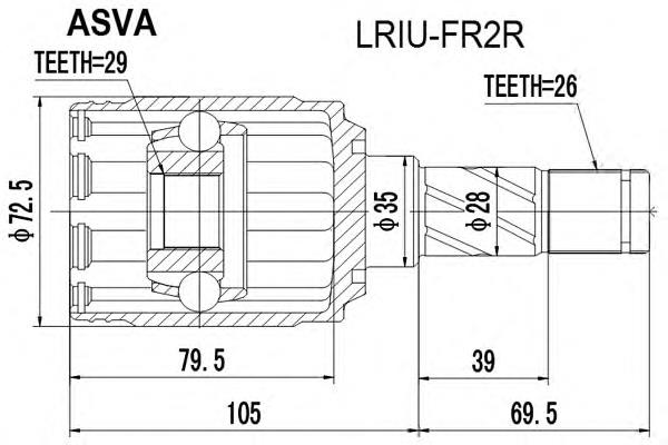 LRIUFR2R Asva Шарнір кутових швидкостей внутрішній задній