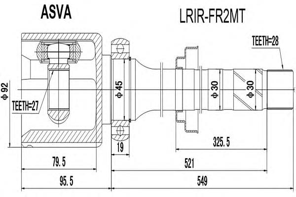 Піввісь (привід) передня, права LR002614 Land Rover