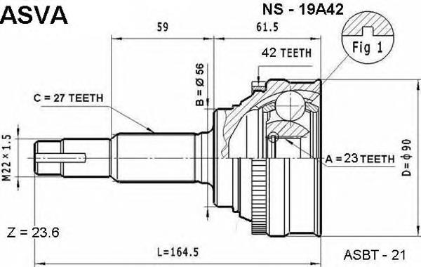 ШРУС наружный ASVA NS19A42