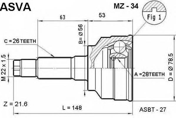 ШРУС зовнішній передній, правий HDK MA34 ціна, від 31.27 USD